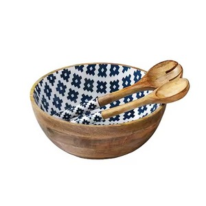 Bol en bois de forme ronde de couleur blanche, bol à pâte décoratif pour la cuisine, bol à mélanger en émail pour la maison et la cuisine - Product Image 5