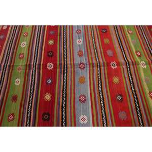 5.5x10.1 ft Rug, Vintage Turkish Large Rug, <b>Red</b> Kilim <b>Wool</b> Rug - Product Image 5
