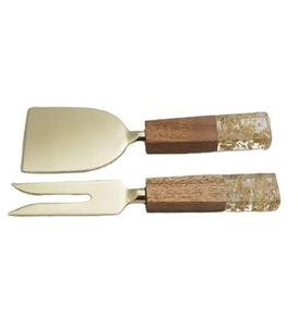 ชุดเครื่องใช้บนโต๊ะอาหารสแตนเลสพร้อมที่จับไม้ชีสขัดเงากระจกสำหรับการนำเสนออาหารบนโต๊ะงานแต่งงานของโรงแรม - Product Image 5