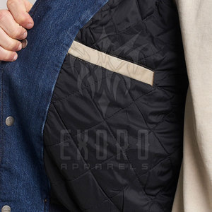 Venta caliente 2025 Hombres Jeans Letterman Chaquetas MOQ bajo Hombres Jeans Letterman Chaquetas Precio barato Hombres Jeans Chaquetas - Product Image 5