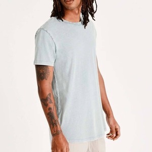 Logotipo personalizado bordado Streetwear Hip Pop hombres camiseta desgastada de gran tamaño de algodón piedra ácido lavado pantalla impresión camisetas - Product Image 1