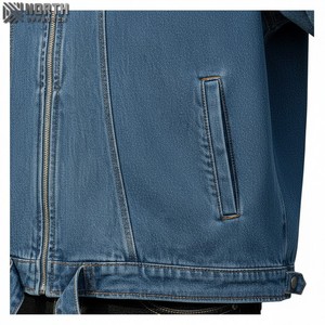 Chaqueta vaquera Vintage Unisex personalizada para hombre, abrigo de invierno de lona con cuello levantado, cierre de cremallera, estilo Hip Hop lavado - Product Image 5