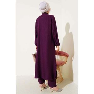 Túnica larga con adornos de piedra, conjunto de 2 piezas, violeta - Product Image 3