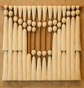 Grande boule sphérique neutre bohème en macramé, décoration murale en fibre, design artistique pour la maison, idéale pour tête de lit textile - Product Image 2