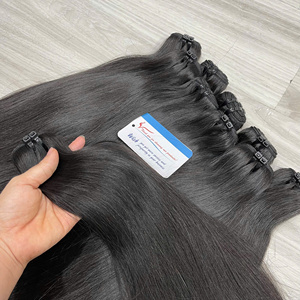 Extensión de cabello humano vietnamita crudo, máquina de color negro natural de calidad súper brillante, textura lisa de cabello de trama - Product Image 1