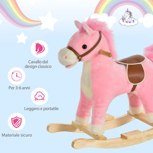 HOMCOM-Caballo de juguete de madera con sonidos realistas para bebés de 36 a 72 meses, AA Incluye 2 pilas, color rosa - Product Image 4