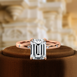 แหวนเพชรเม็ดเดี่ยวทองคำแท้ 14k ประดับเพชรแบบ Distance Pave, แหวนหมั้นเพชรเพาะเลี้ยง 1 กะรัต, แหวนแต่งงานรับรองโดย IGI, แหวนครบรอบ - Product Image 3