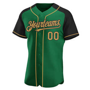 OEM logotipo personalizado Kelly verde oro viejo negro mangas raglán camiseta de béisbol ligera camiseta de béisbol para adultos y jóvenes - Product Image 2