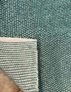 Handwoven Wool Abstract <b>Rug</b> | Eco-Friendly Anti-Slip Extra Thick <b>Teal</b> Green Carpet Cotton Backing | Modern Home Bedroom Floor - Product Image 2