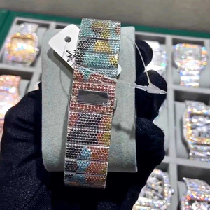 นาฬิกาข้อมือสแตนเลสสตีลทรงสี่เหลี่ยมประดับเพชรโมอิสซาไนต์ VVS คุณภาพสูงสั่งทำพิเศษสำหรับสุภาพบุรุษและสุภาพสตรี พร้อมกลไกจักรกล Miyota ระบบอนาล็อก - Product Image 3