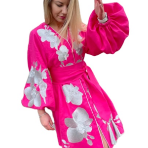 เดรสยาวปักลายยูเครนสำหรับผู้หญิงมาใหม่ชุดเดรสแขนยาวแบบลูกโป่งพร้อมเข็มขัด - Product Image 1