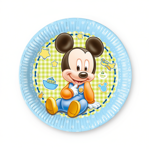 Assiettes en papier jetables Mickey Mouse pour bébé, 23 cm, 6 pièces, fournitures de fête - Product Image 2