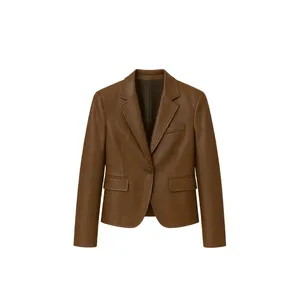 Blazer de Hombre Dylan de Cuero Genuino con Dos Botones, Resistente al Viento, Cuello de Solapa, Cierre de un Solo Botón, Estilo Americano, Largo Regular - Product Image 1