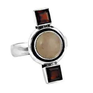Anillo de Cóctel de Plata 925 con Piedras Preciosas para Mujer, con Perla de Agua Dulce, Diseño Geométrico, Estilo Elegante, para Uso Diario - Product Image 3