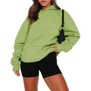 Último diseño, suéter con capucha para mujer, sudaderas con capucha, patrón sólido, sudadera de invierno, cuello forrado, estilo informal, 100% algodón de talla grande - Product Image 4