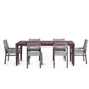 Juegos de comedor al aire libre marrón rústico de madera de teca maciza para Cafetería Restaurante Jardín de playa al aire libre - Product Image 5