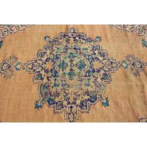 Alfombra Turca Vintage Grande de 6.3x9.8 pies, Alfombra Ombré Azul Marrón - Product Image 4