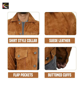 Veste en cuir suédé marron de qualité supérieure pour hommes, vente en gros à bas prix, production en vrac - Product Image 6