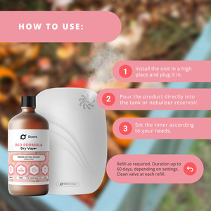 Neutralizador de Olores en Vapor Seco, Fórmula Roja Estándar: Olores de Cocina, Basura, Comida Frita y Orgánicos - Botella de 1L - Terminado - Product Image 6