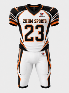 Custom American Football Jersey Set V <b>Neck</b> Sports Uniform Short Sleeve Teamwear With <b>Padded</b> Shorts - Product Image 1