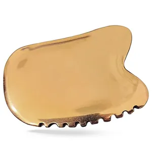 OEM personalizado logotipo privado Color dorado Metal Guasha 100% cara Natural rodillo Metal Gua Sha herramienta