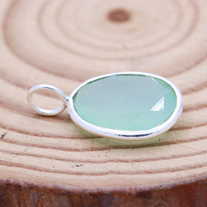 Pendentif pour femme en argent sterling 925 massif, fait main, avec pierre précieuse de calcédoine naturelle de forme géométrique, style bohème, vente en gros - Product Image 3