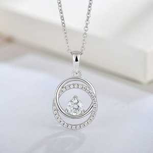 Colliers pendentifs double cercle multicolores en argent sterling 925 véritable, 5 mm D VVS1 Moissanite serti griffe, bijoux de mode pour femmes - Product Image 2