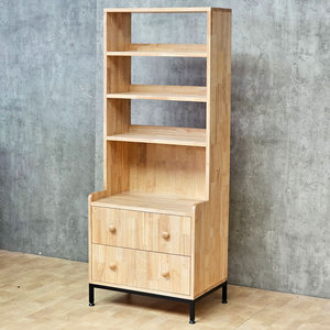 Vitrina de Lujo Escandinava 60x40x150cm de Madera de Caucho con Patas de Hierro KTB68139 - Product Image 3