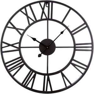 Reloj de pared de metal negro redondo moderno con aspecto minimalista, acento perfecto para sala de estar, dormitorio, cocina, oficina y paredes de pasillo - Product Image 1