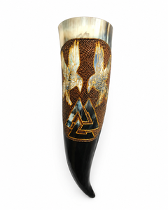 Cuerno Vikingo de Lujo Hecho a Mano de Cuerno de Búfalo, Estilo Nórdico Medieval, Grabado, para Cerveza, Hidromiel, Vino y Decoración de Bar - Product Image 5