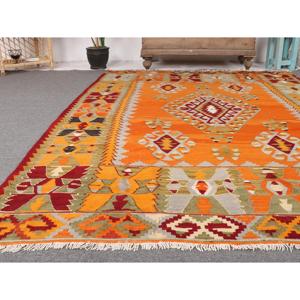 Alfombra Turca, Alfombra Grande de 5.2x8 pies, Alfombra Vintage de Lana Marroquí Naranja - Product Image 5