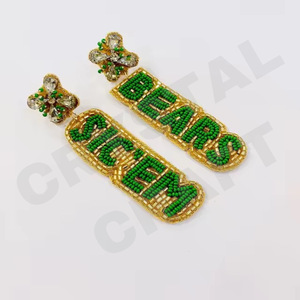 Go Vols Boucles d'oreilles perlées pour femmes Patriotic Orange White Blue Color for Wedding or Memorial Day - Product Image 6