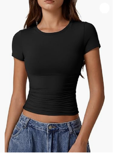 เสื้อยืดครอปสำหรับผู้หญิงทรงสลิมฟิตสำหรับ Y2K ฤดูร้อนเสื้อยืดผ้าฝ้ายพิมพ์ลายหน้าจอสไตล์ลำลองในบังคลาเทศ - Product Image 1