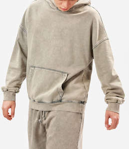 Sweats à capuche en molleton délavé pour hommes, qualité durable, 100% coton, légers, respirants, impression de logo personnalisée, conception OEM - Product Image 3