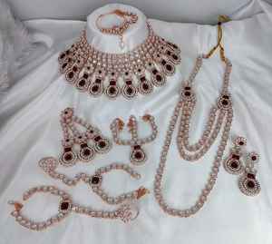 TRADICIONAL Y FANCY DISEÑADOR ANTIGUO JOYERÍA NOVIA CHAPADO EN ORO Y CZ ZIRCON BODA COLLAR DE NOVIA CONJUNTO PARA MUJERES Y NIÑAS - Product Image 2