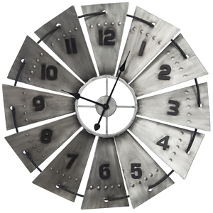 Ak latón rústico granja molino de viento en forma de Metal creativo Metal arte reloj hogar decorativo montado en la pared Relojes decoración del hogar - Product Image 2