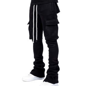 Pantalones de chándal apilados de Hip Hop de calle alta para hombre con estampado de hojaldre en 3D, pantalones de chándal para correr con logotipo personalizado, diseño acampanado - Product Image 2