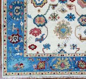 Elegante Antiguo 8x10 Azul Oushak Diseño Lana Anudado a mano Alfombra Alfombras Tradicional Vintage Estilo turco Sala de estar abstracta - Product Image 4