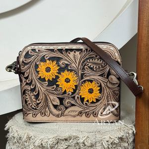 2025 tendance luxe végétalien usiné à la main en cuir classique femmes sacs à main en cuir véritable élégant Logo personnalisé dames sac à bandoulière - Product Image 1
