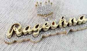 Colgante de mossanita de Plata de Ley 925 hecho a medida, colgante de moissanita VVS, colgante de nombre de diamante helado - Product Image 2