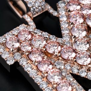 Tùy chỉnh ban đầu thư <span class=keywords><strong>M</strong></span> <span class=keywords><strong>M</strong></span>ặt dây chuyền | 925 Sterling Silver Rose Gold Plated | Iced out vvs moissanite hip hop đồ trang <span class=keywords><strong>s</strong></span>ức - Product Image 3