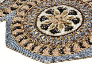 Christmas Decorative and Leaves Design Beaded <b>Runner</b> Placemat <b>Dining</b> <b>Table</b> Fancy Mat Handmade Decorative <b>Runners</b> for Wedding - Product Image 2