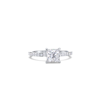 Bague de fiançailles pavée en diamant taille princesse cultivé en laboratoire certifié IGI en argent sterling 925 massif