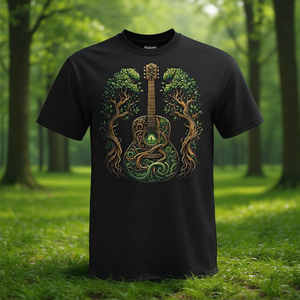 T-shirt Acoustic Guitar Tree per amanti della natura, unisex, per adulti, a maniche corte, girocollo, con stampa digitale, promozionale - Product Image 3