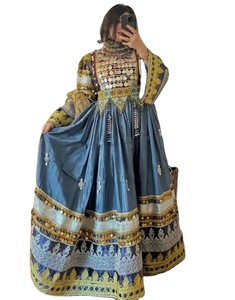 Vestido de encaje de diseñador moderno para mujer Afghani, bordado colorido con cuentas, ropa tradicional cultural única, ajuste elegante y cómodo - Product Image 1