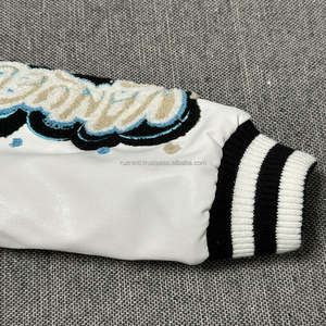 Premium Varsity <b>Jacket</b> For <b>Men</b> Women Wool Blend Body <b>Faux</b> <b>Leather</b> Sleeves Rib Cuff Classic College Streatwear - Product Image 5