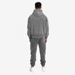 Custom 3D Puff Print Sweatsuits Two Pieces Fleece Tracksuit Set <b>Oversized</b> Cotton Joggers Flared <b>Sweatpants</b> and Hoodie Set Men - Product Image 4
