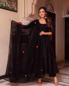 El último diseñador Faux Georgette Printed Work Anarkali Gown de FabZone - Product Image 4