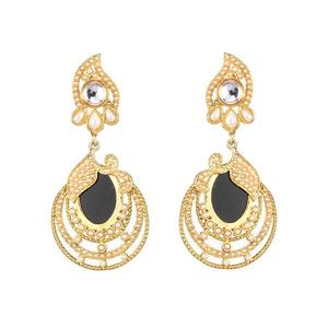 Kriaa Kundan Resin Gold Plated <b>Dangle</b> <b>Earrings</b> Fine 1307343C Jewelry - Product Image 1