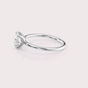 IGI Certified Round Cut Lab Grown Diamond Engagement <b>Ring</b> 14K Yellow / Rose & White Gold Solitaire Diamond <b>Ring</b> for Women - Product Image 2